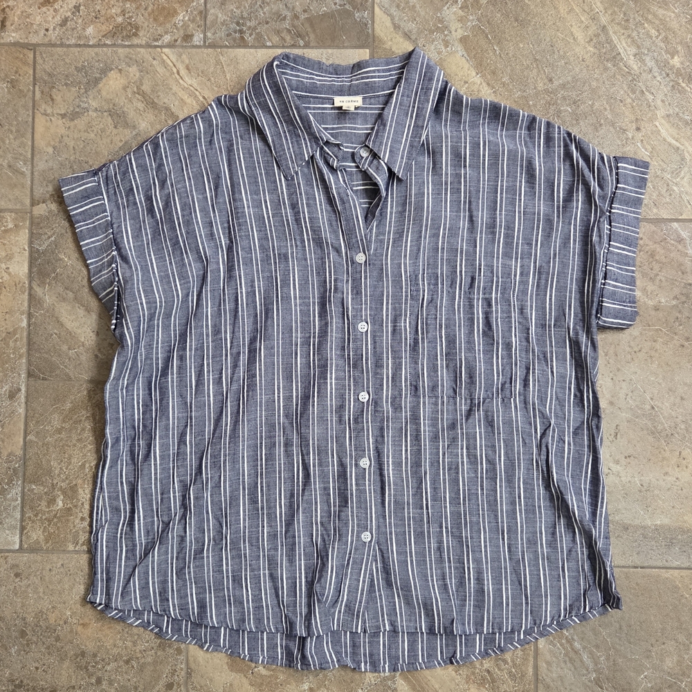En Creme Blue Striped Blouse